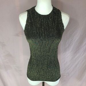 Shape FX Metallic Ribbed Tank Top - Black and Gold Size Small XS